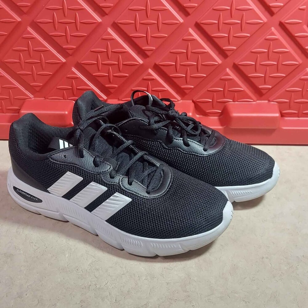 Adidas Cloudfoam Flex Black White Sneakers Shoes Women's Size 9.5 Wide Fit